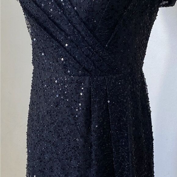 Teri Jon by Rickie Freeman Sequin Mesh Midi-Dress size 12 - Picture 10 of 13
